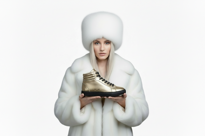 Sneaker GERO Gold Black Vortex Wish Dance Shop, scarpa alta in ecopelle nera e oro, suola in gomma e resina, stile comfort e light flex