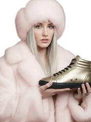 Carica immagine nella Galleria, GERO Gold Black Vortex (L0703FCE) - Sneaker Collo Alto Ecopelle Totale Oro materiale Vegan confort Light Flex Suola Nera in Gommina e Resina Tecnica Cerchi Oro Pivot