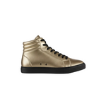 Carica immagine nella Galleria, Sneaker GERO Gold Black Vortex Wish Dance Shop, collo alto in ecopelle nera con dettagli oro, suola flessibile in gomma e resina
