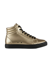 Carica immagine nella Galleria, GERO Gold Black Vortex (L0703FCE) - Sneaker Collo Alto Ecopelle Totale Oro materiale Vegan confort Light Flex Suola Nera in Gommina e Resina Tecnica Cerchi Oro Pivot