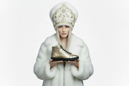 Sneaker GERO Gold Black Vortex Wish Dance Shop, scarpa alta in ecopelle nera e oro, suola in gomma e resina, stile comodo e leggero