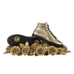 Carica immagine nella Galleria, Sneaker GERO Gold Black Vortex Wish Dance Shop con collo alto, ecopelle oro, suola nera in gomma e resina, stile moderno e confortevole
