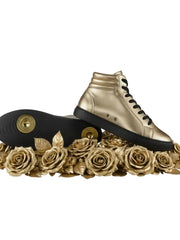 Carica immagine nella Galleria, GERO Gold Black Vortex (L0703FCE) - Sneaker Collo Alto Ecopelle Totale Oro materiale Vegan confort Light Flex Suola Nera in Gommina e Resina Tecnica Cerchi Oro Pivot