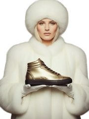 Carica immagine nella Galleria, GERO Gold Black Vortex (L0703FCE) - Sneaker Collo Alto Ecopelle Totale Oro materiale Vegan confort Light Flex Suola Nera in Gommina e Resina Tecnica Cerchi Oro Pivot