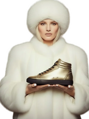 Carica immagine nella Galleria, GERO Gold Black Vortex (L0703FCE) - Sneaker Collo Alto Ecopelle Totale Oro materiale Vegan confort Light Flex Suola Nera in Gommina e Resina Tecnica Cerchi Oro Pivot