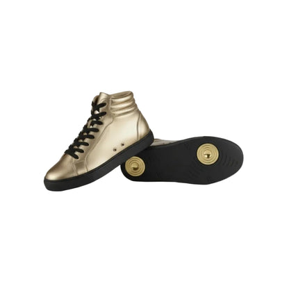 Sneaker GERO Gold Black Vortex Wish Dance Shop, scarpa alta in ecopelle con dettagli oro, suola nera in gomma e resina, stile moderno