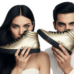 Carica immagine nella Galleria, Sneaker GERO Gold Black Vortex Wish Dance Shop in ecopelle nera e oro, con suola in gomma e resina, stile alto e comfort.
