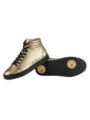 Carica immagine nella Galleria, GERO Gold Black Vortex (L0703FCE) - Sneaker Collo Alto Ecopelle Totale Oro materiale Vegan confort Light Flex Suola Nera in Gommina e Resina Tecnica Cerchi Oro Pivot