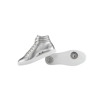 Sneaker GERO Noah Silver Vortex Wish Dance Shop con collo alto, ecopelle argento, suola bianca in gomma, stile vegano e comfort