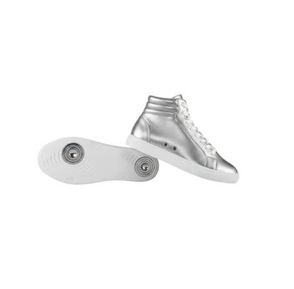 Sneaker GERO Noah Silver Vortex Wish Dance Shop, scarpa alta in ecopelle argento, suola bianca, dettagli in argento e design moderno
