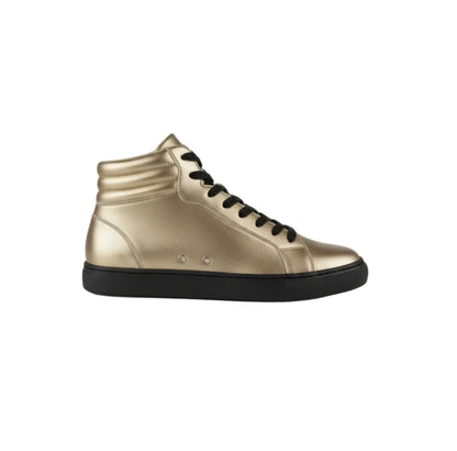Sneaker GERO Gold Black Vortex Wish Dance Shop, collo alto, ecopelle oro, suola nera gomma e resina, design elegante e confortevole