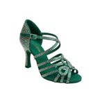 Load image into Gallery viewer, NORA Dreams Gold (L2576S) - Scarpa da Ballo da Donna in Raso Oro Flash cinturino incrociato alla Caviglia con Strass Boreali Tacco a Rocchetto
