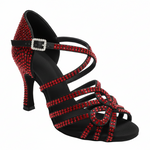 Load image into Gallery viewer, NORA Dreams Gold (L2576S) - Scarpa da Ballo da Donna in Raso Oro Flash cinturino incrociato alla Caviglia con Strass Boreali Tacco a Rocchetto
