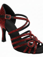 Load image into Gallery viewer, NORA Dreams Gold (L2576S) - Scarpa da Ballo da Donna in Raso Oro Flash cinturino incrociato al Collopiede con Strass Boreali Tacco a Rocchetto