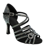 Load image into Gallery viewer, NORA Dreams Gold (L2576S) - Scarpa da Ballo da Donna in Raso Oro Flash cinturino incrociato alla Caviglia con Strass Boreali Tacco a Rocchetto
