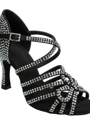 Load image into Gallery viewer, NORA Dreams Gold (L2576S) - Scarpa da Ballo da Donna in Raso Oro Flash cinturino incrociato alla Caviglia con Strass Boreali Tacco a Rocchetto