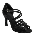 Load image into Gallery viewer, NORA Dreams Gold (L2576S) - Scarpa da Ballo da Donna in Raso Oro Flash cinturino incrociato alla Caviglia con Strass Boreali Tacco a Rocchetto
