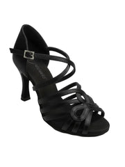 Load image into Gallery viewer, NORA Dreams Gold (L2576S) - Scarpa da Ballo da Donna in Raso Oro Flash cinturino incrociato alla Caviglia con Strass Boreali Tacco a Rocchetto