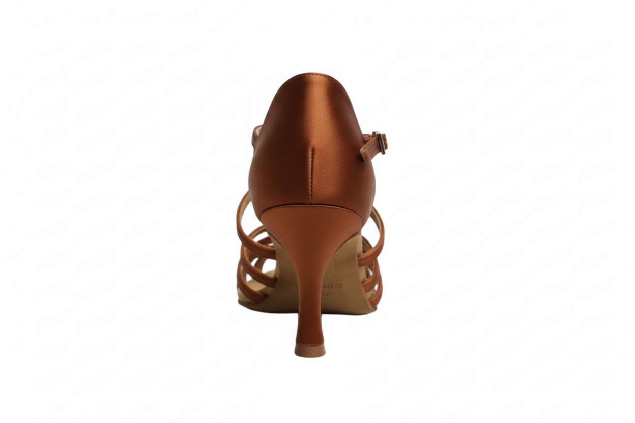 Scarpe da ballo donna Rosy Dreams Bronzo SS con cinturino incrociato in raso, tacco a rocchetto, stile elegante e raffinato