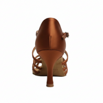 Carica immagine nella Galleria, ROSY Dreams Bronzo SS (L2576SS) - Scarpa da Ballo da Donna in Raso Bronzo Tan cinturino incrociato al Collopiede Tacco a Rocchetto

