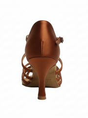 Carica immagine nella Galleria, ROSY Dreams Bronzo SS (L2576SS) - Scarpa da Ballo da Donna in Raso Bronzo Tan cinturino incrociato al Collopiede Tacco a Rocchetto