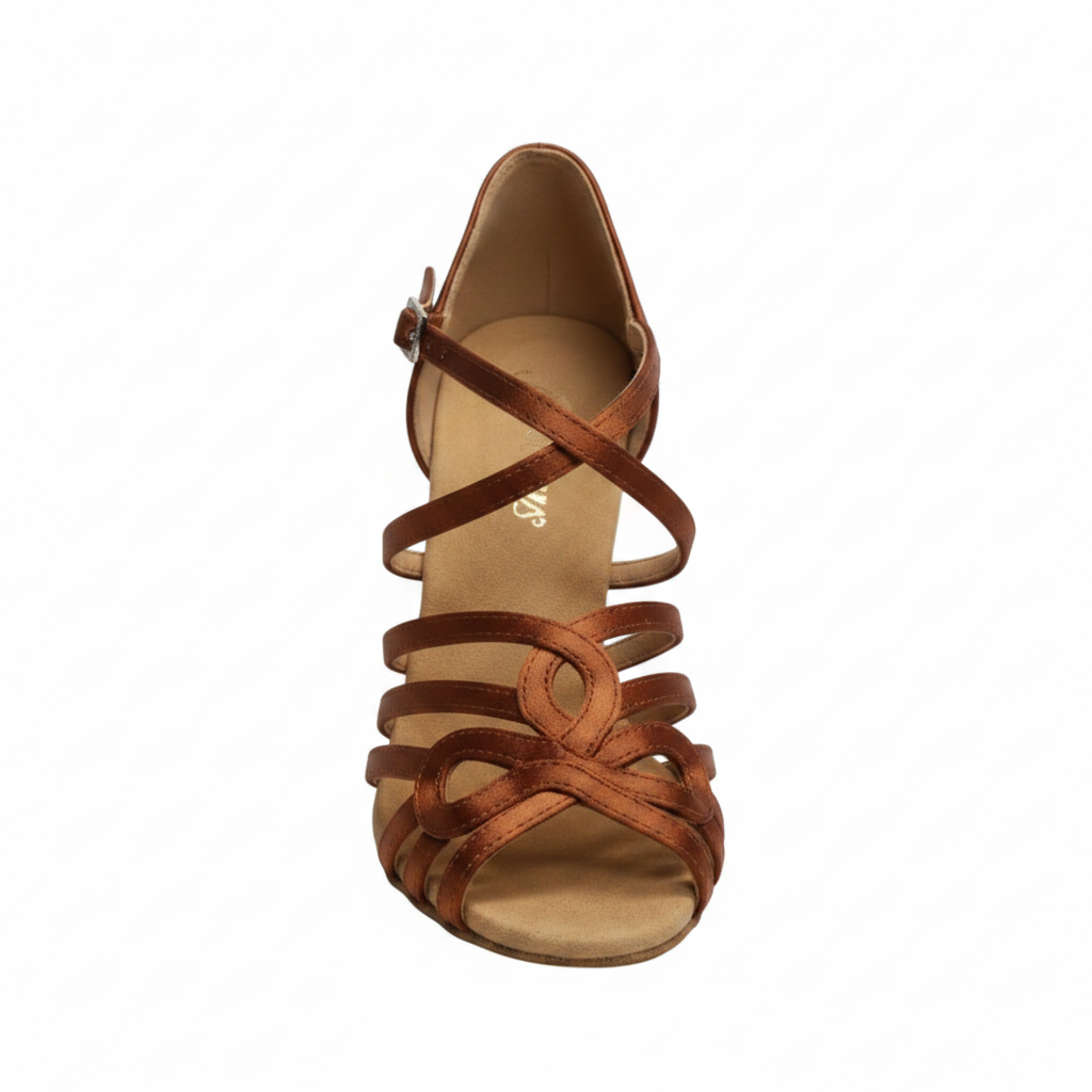 ROSY Dreams Bronce SS (L2576SS) - Zapatilla de Baile de Satén Bronce Tan para Mujer con Tira Cruzada en el Empeine y Tacón de Carrete