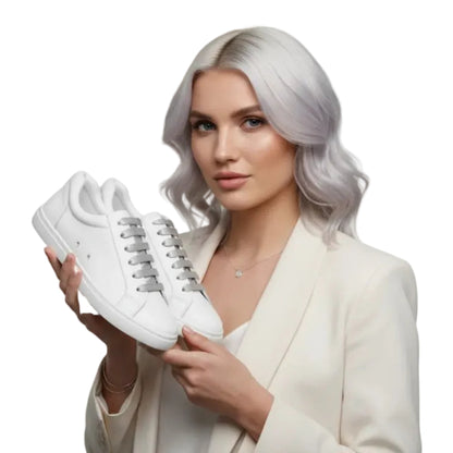 Sneaker ecopelle bianca ATACA Uriel Vortex con suola bianca, dettagli argento e design leggero, comfort e flessibilità.