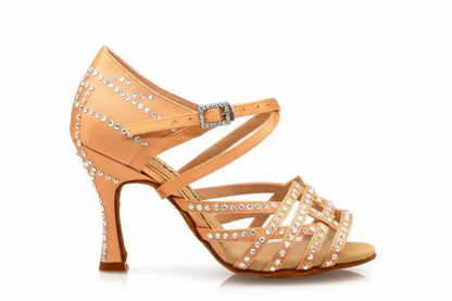 Scarpa donna multicolore Boreale Silver con tallone in pelle nera, modello Wish Dance Shop, vista frontale e dettagli.