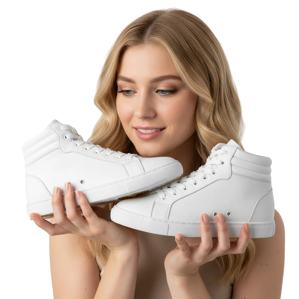 GERO VERSUS WHITE Gold Vortex (L0703FCE) - Sneaker Collo Alto in Ecopelle Totale Bianca Materiale Vegan Suola Bianca in Gomma e Caucciù Confort Light Flex Cerchi Oro Pivot