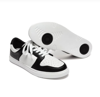 FABRIS (L0702FCE) - Sneaker in Ecopelle Vegan Bianca e Nera Suola in Gommina e Resina Bianca Tecnica Cerchi Neri Pivot