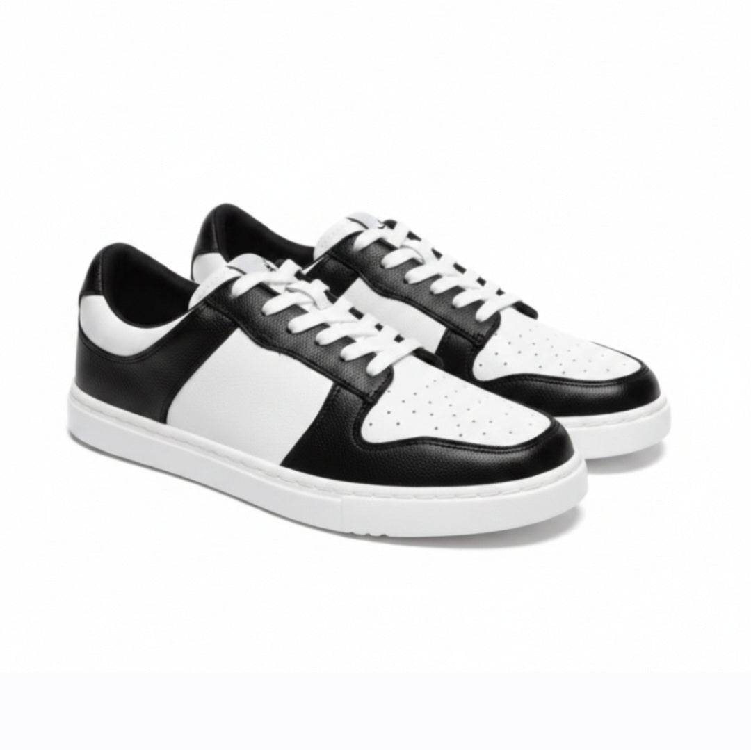 FABRIS (L0702FCE) - Sneaker in Ecopelle Vegan Bianca e Nera Suola in Gommina e Resina Bianca Tecnica Cerchi Neri Pivot
