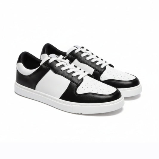 FABRIS (L0702FCE) - Sneaker in Ecopelle Vegan Bianca e Nera Suola in Gommina e Resina Bianca Tecnica Cerchi Neri Pivot