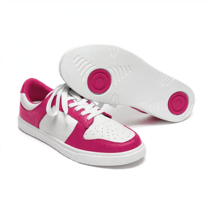 NIKY (L0702FCE) - Sneaker in Ecopelle Vegan Bianca e Fuxia Suola in Gommina e Resina Bianca Tecnica Cerchi Fuxia Pivot