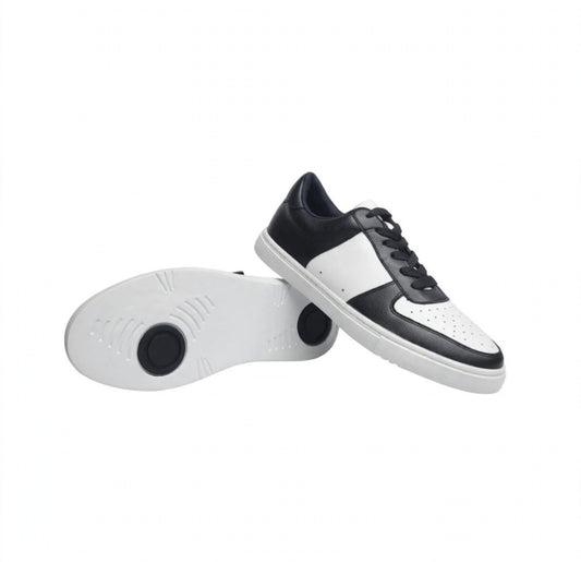 ANDY (L0701FCE) - Sneaker in Ecopelle Vegan Bianca e Nera Suola in Gommina e Resina Bianca Tecnica Cerchi Neri Pivot