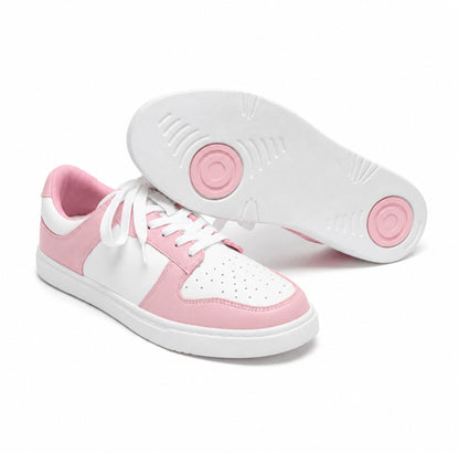 MAURA (L0702FCE) - Sneaker in Ecopelle Vegan Bianca e Rosa Incanto Suola in Gommina e Resina Bianca Tecnica Cerchi Fuxia Pivot