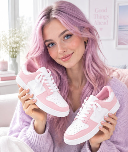 MAURA (L0702FCE) – Sneaker in Ecopelle Vegan Bianca e Rosa Incanto