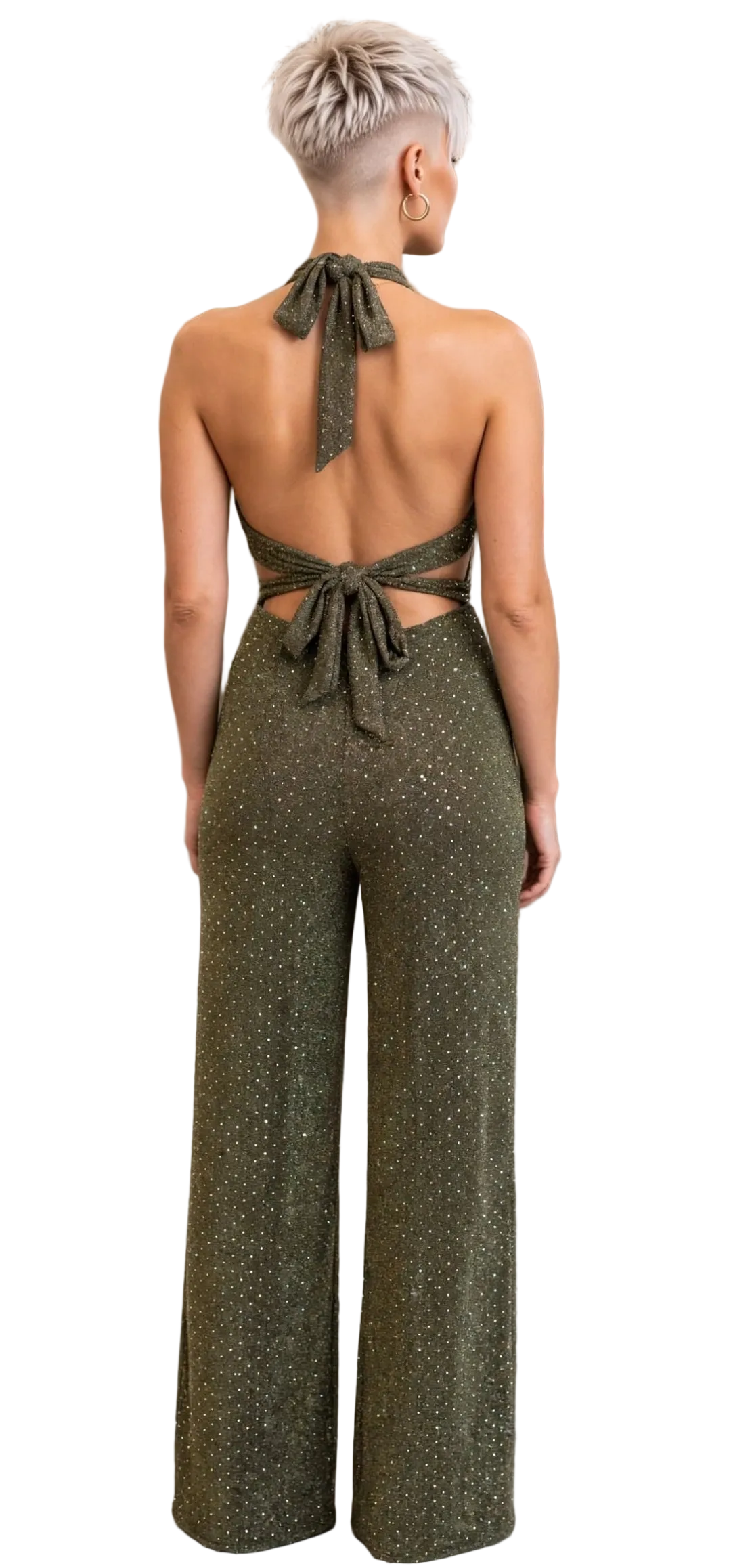 SIMONA JUMPSUIT – BIELASTISCHER STOFFOVERALL MIT APPLIKATION