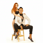 Load image into Gallery viewer, Viper Red (460PW) - Woman's Sandal in Black Suede Livery in Red and White Studs and Stiletto Heel Covered in Black Suede
