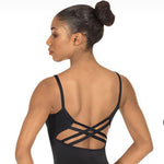 Carica immagine nella Galleria, Armoniosa (44726) HA/RD/NA - Body Danza Classica da Donna in Microfibra Naturale Pettorina Antisudore nera spalline doppie incrociate sulla parte bassa della  schiena
