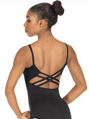 Carica immagine nella Galleria, Armoniosa (44726) HA/RD/NA - Body Danza Classica da Donna in Microfibra Naturale Pettorina Antisudore nera spalline doppie incrociate sulla parte bassa della  schiena
