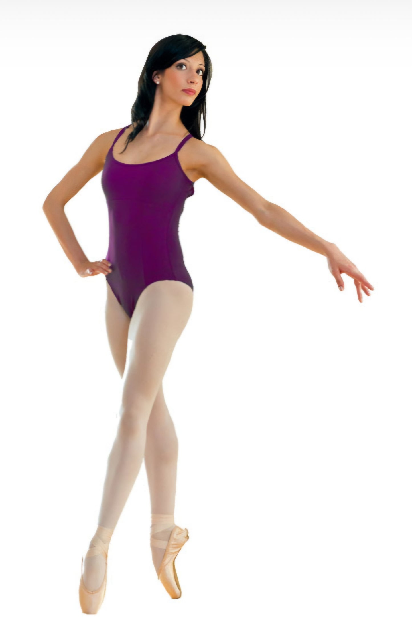 Body danza classica da donna Wish Dance Shop in microfibra naturale nera, con spalline incrociate alla schiena, antiscivolo.