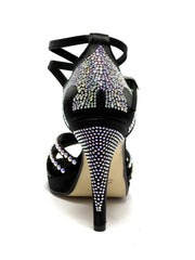Carica immagine nella Galleria, ALMA Dream (LP3) - Scarpa da Ballo da Donna in Raso seta Nero con Swarovski Boreali Cinturino doppio alla Caviglia con Plateau e Tacco Alto a Spillo Largo
