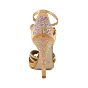ALMA Dream (LP3) - Scarpa da Ballo da Donna in Raso seta Carne Flash con Swarovski Boreali Cinturino Doppio alla Caviglia Plateau e Tacco Alto a Spillo Largo