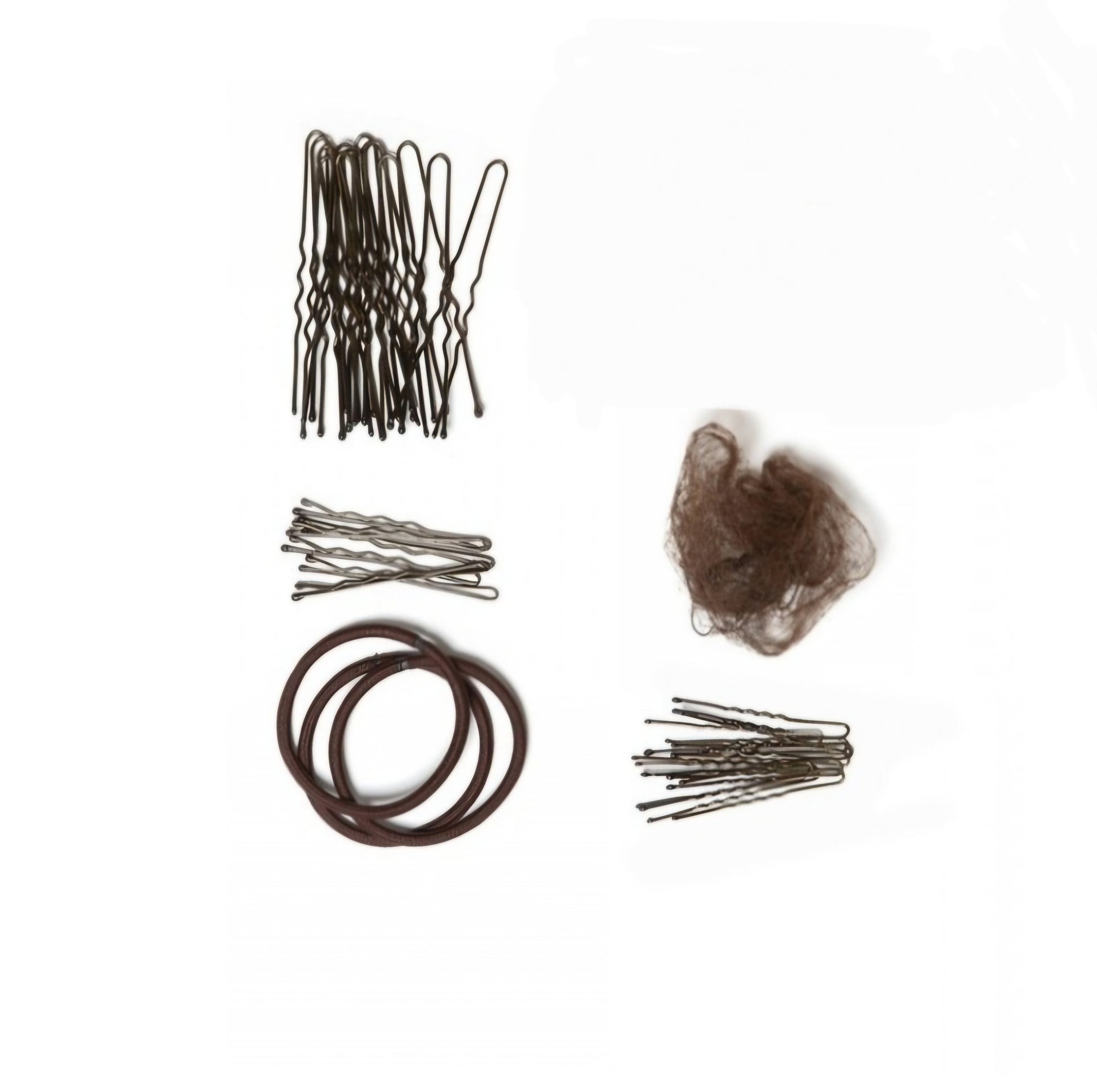 Kit completo per capelli danza classica con forcine, retine, mollette ed elastici, ideale per acconciature di ballerina.