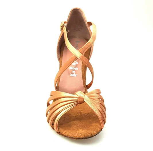 Scarpa da Ballo Basica Da donna in Raso Seta Carne Nodino Patty QC Wish Dance, vista laterale