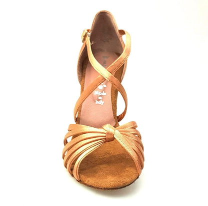 Scarpa da Ballo Basica Da donna in Raso Seta Carne Nodino Patty QC Wish Dance, vista laterale