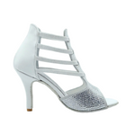 Load image into Gallery viewer, ESTELA (460PW) - Sandalo da Donna in Camoscio Ghiaccio e Swarovski Kristall e Pelle Bianca Tacco a Spillo Rivestito Camoscio Nero
