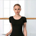 Carica immagine nella Galleria, RITA M/M (44525RD) - Body Danza Classica Mezza Manica da Donna Cotton Lycra Bielastica con Pettorina antisudore sul petto
