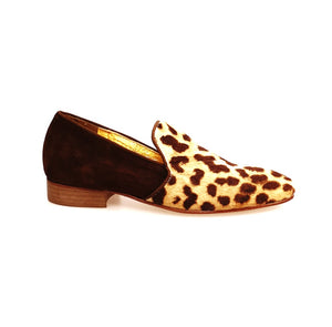 AKIM (MS21) - Mocassino in Cavallino maculato leopardo Beige chiazze marrò e Camoscio Marrò forma lunga