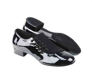 Pablo 852L (MS19) - Scarpa da Uomo Stringata in Vernice Nera e Camoscio Nero Forma tonda Suola Divisa Flex